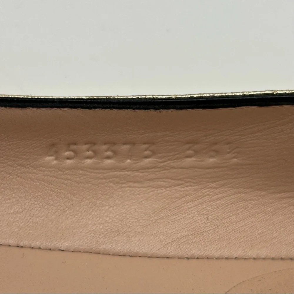 Gucci Gold Galassia Platino GG Marmont Fringe Ballet Flats Loafers Size 36.5 - Picture 6 of 11